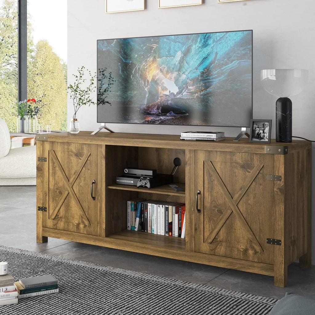 Espresso 58 TV Stand with Storage Cabinet and 3-Tier Adjustable Shelves C951