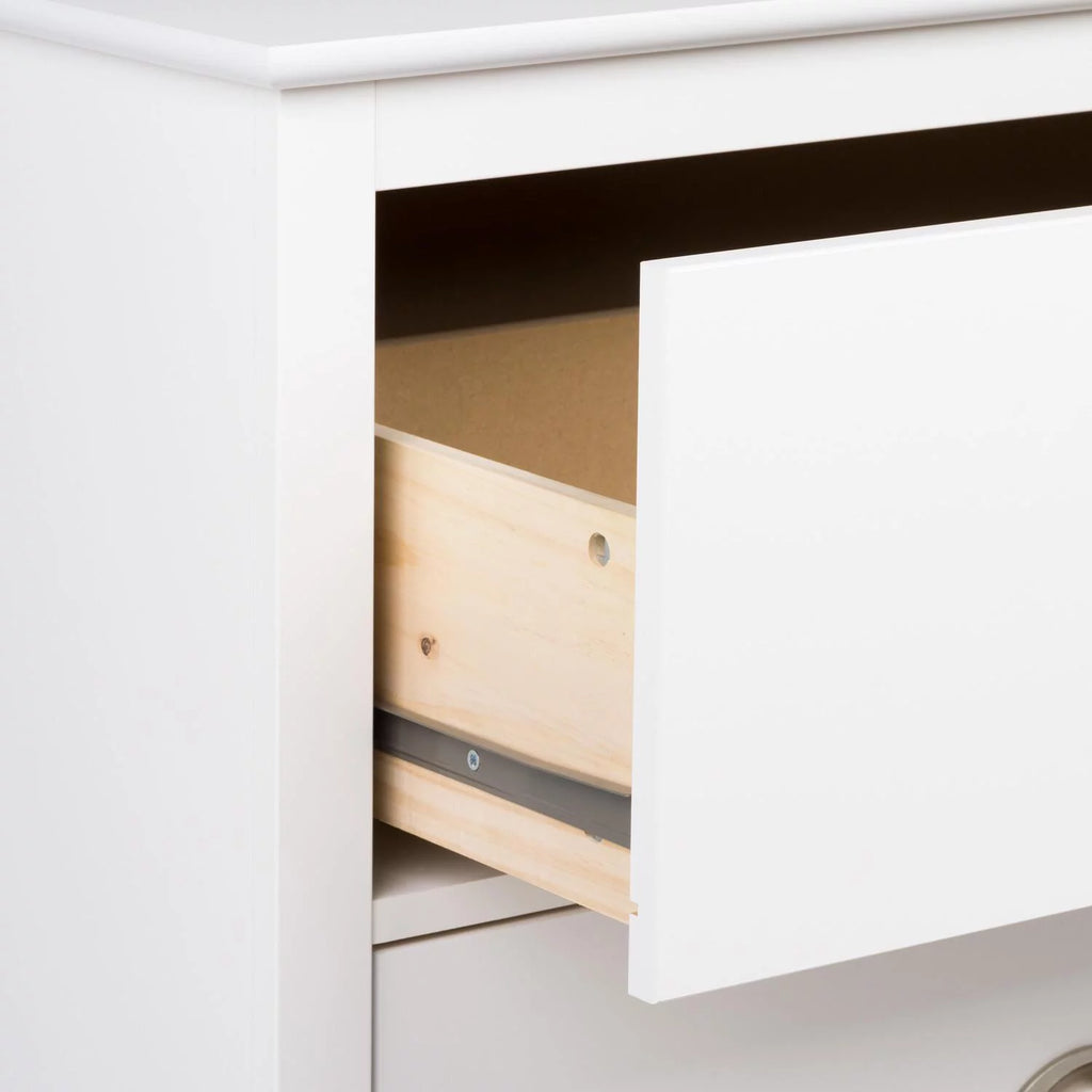White 1 Drawer Tall Nightstand with Open Shelf O633774