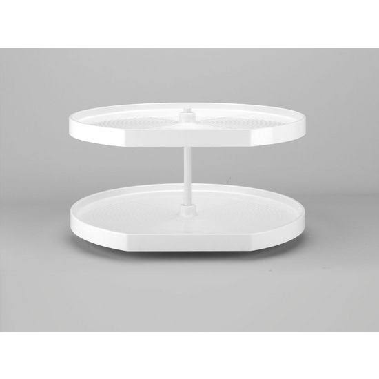 Almond Polymer D-Shape Lazy Susan 2-Shelf K704505