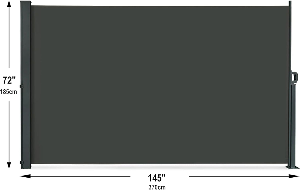 145" x 72" Retractable Side Awning, Waterproof & UV-Resistant Folding Privacy Screen Room Divider I7673