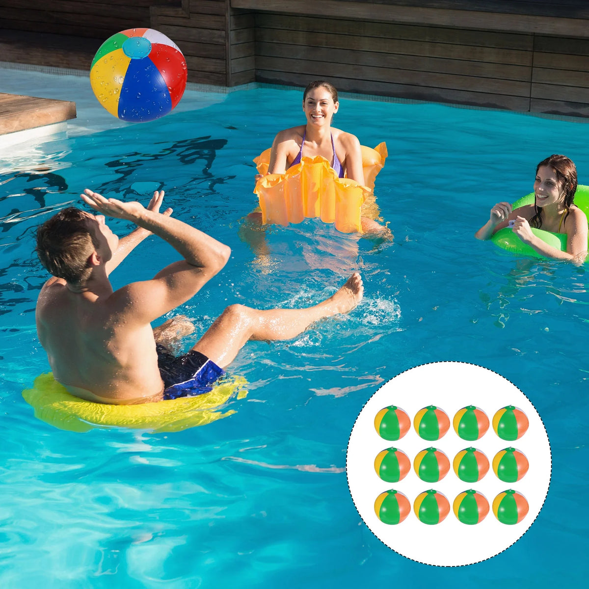 12 Pcs Inflatable Beach Balls Pool Toy D244