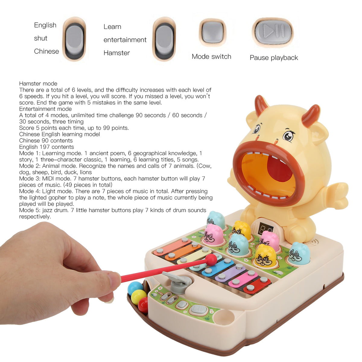 Whack Mouse Game Early Education Toy for Kids Over 3 Years Old V744256