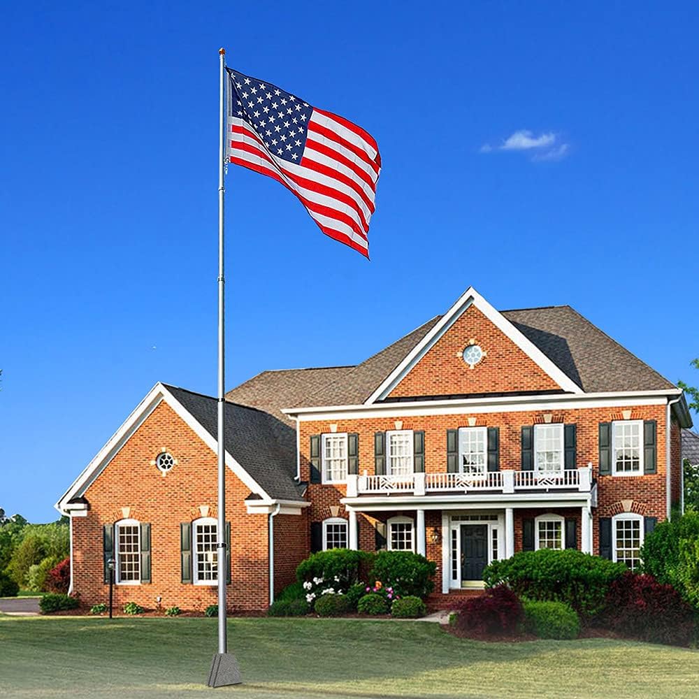 25FT Telescoping Aluminum Flagpole Kit with Tire Mount Base N288864