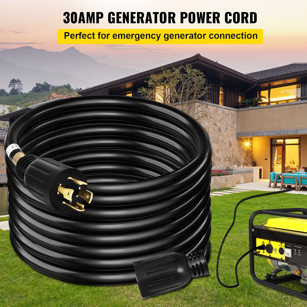 40Ft 30 Amp 4 Wire 10 Gauge Generator Extension Cord 125V 250V UL Listed Twist Lock Connectors F3578