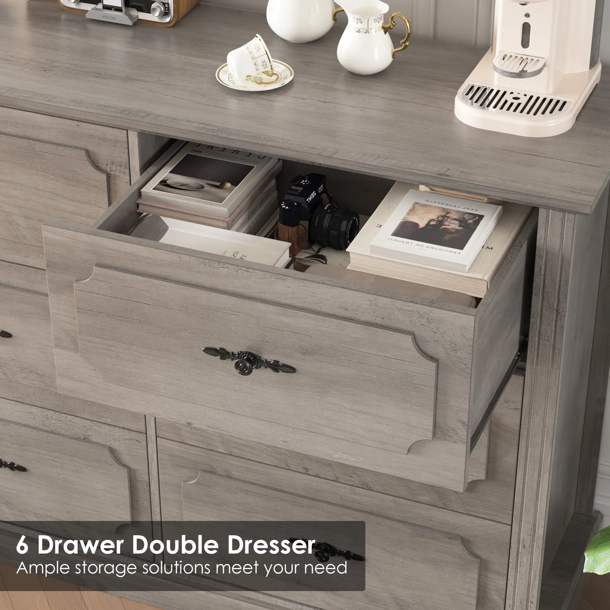White 6 Drawer Wood Dresser W316