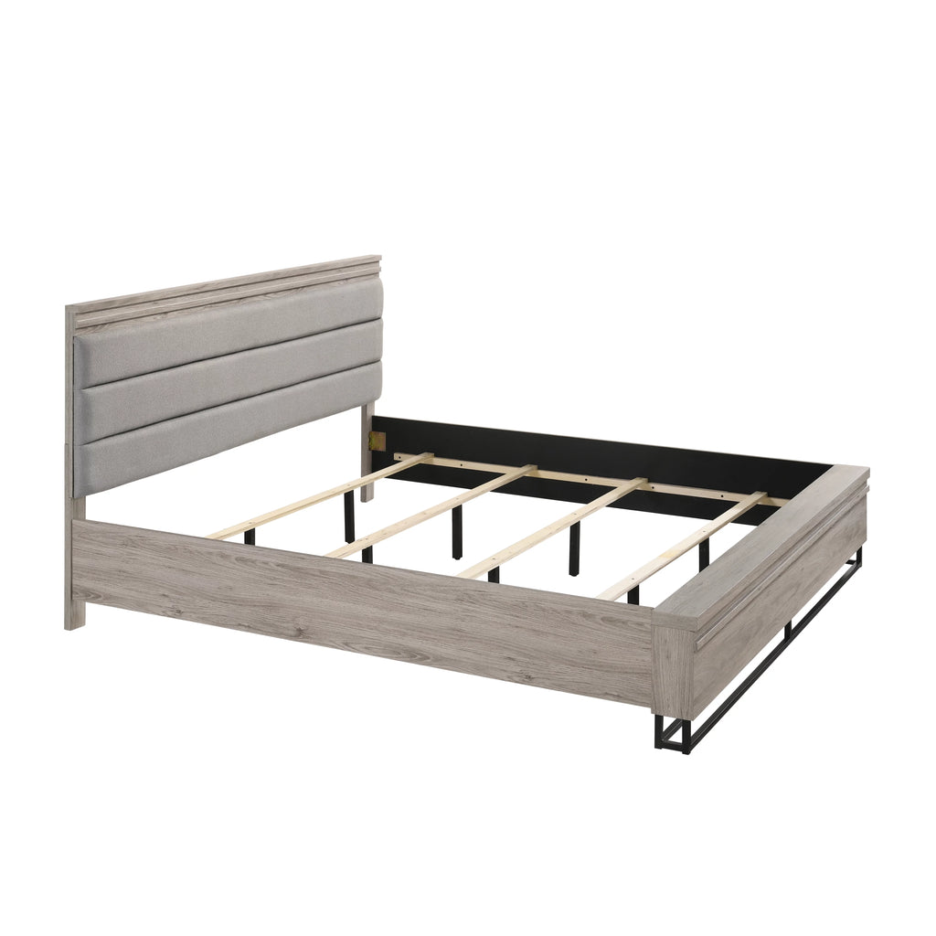 King Upholstered Wood Wallbed Bed with 2 Nightstands C1234