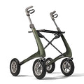 Carbon Overland All Terrain rollator with Big Pneumatic Wheels Foldable with seat Defender Green M7235