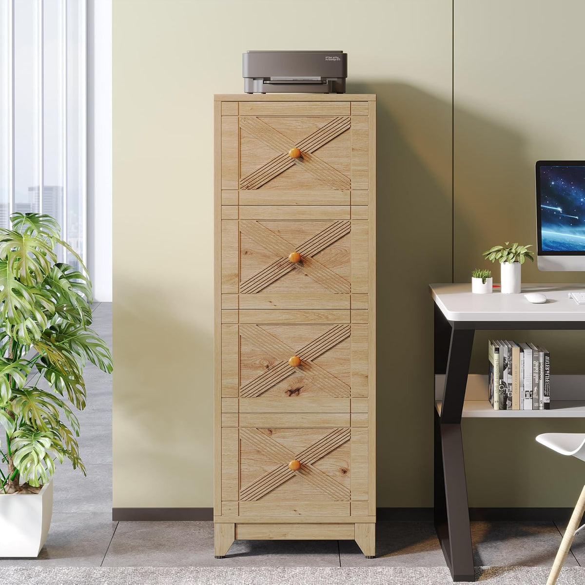 Natural 4-Drawer File Cabinet K355