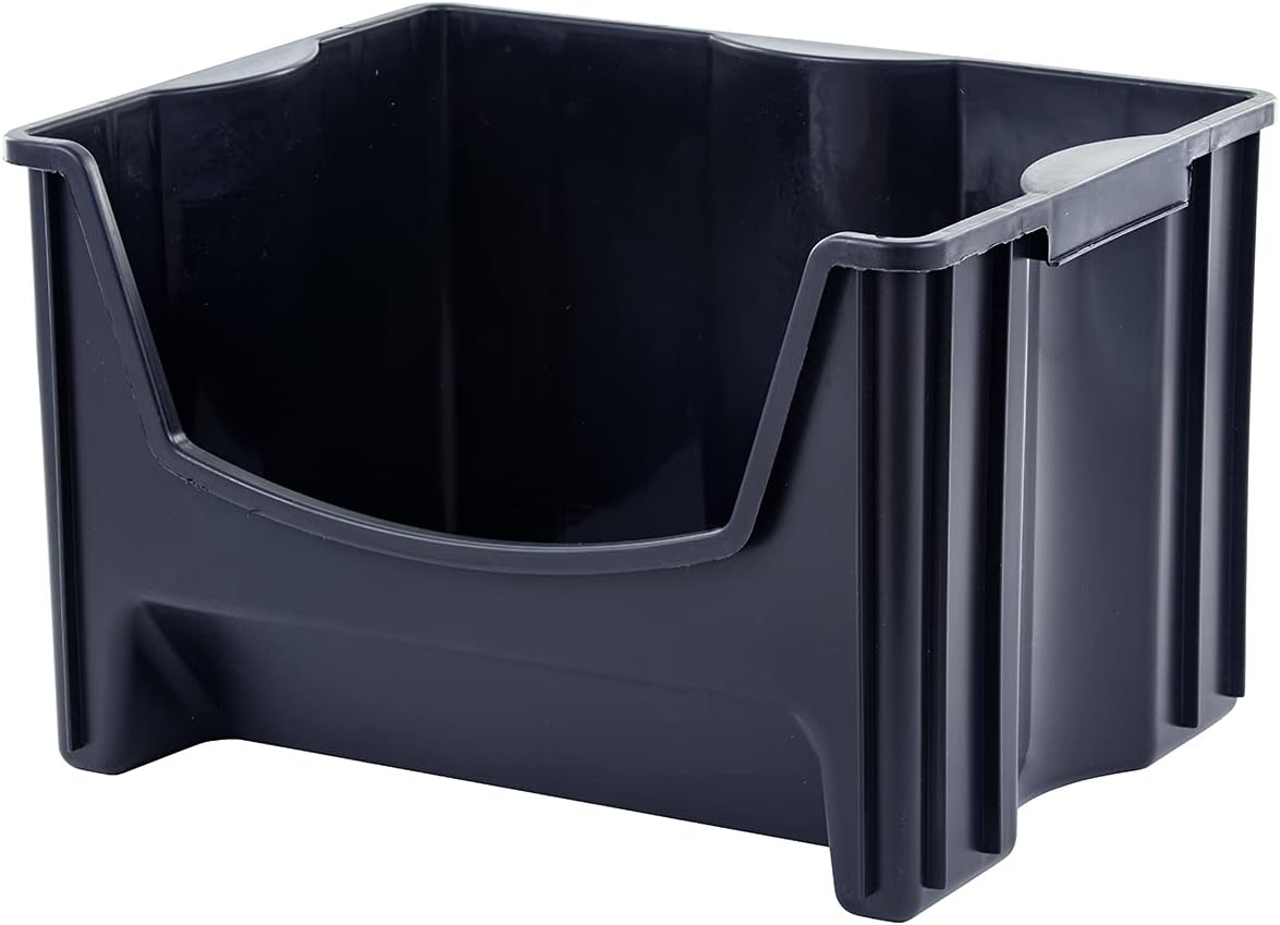 Black Pack of 3 Stackable Storage Bins J3235