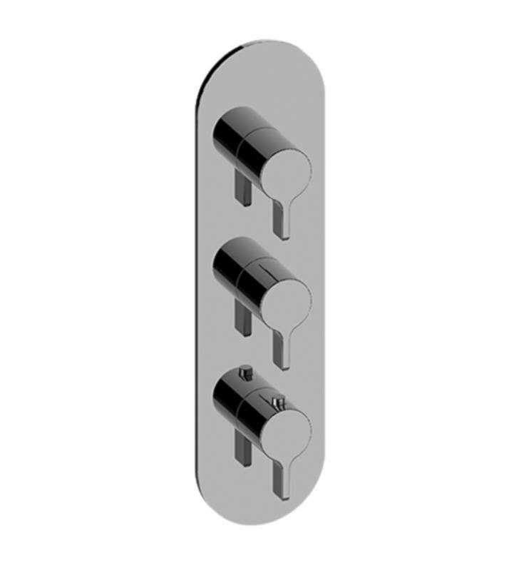 Polished Nickel Round 3-Hole Trim Plate with Terra Handles C48083