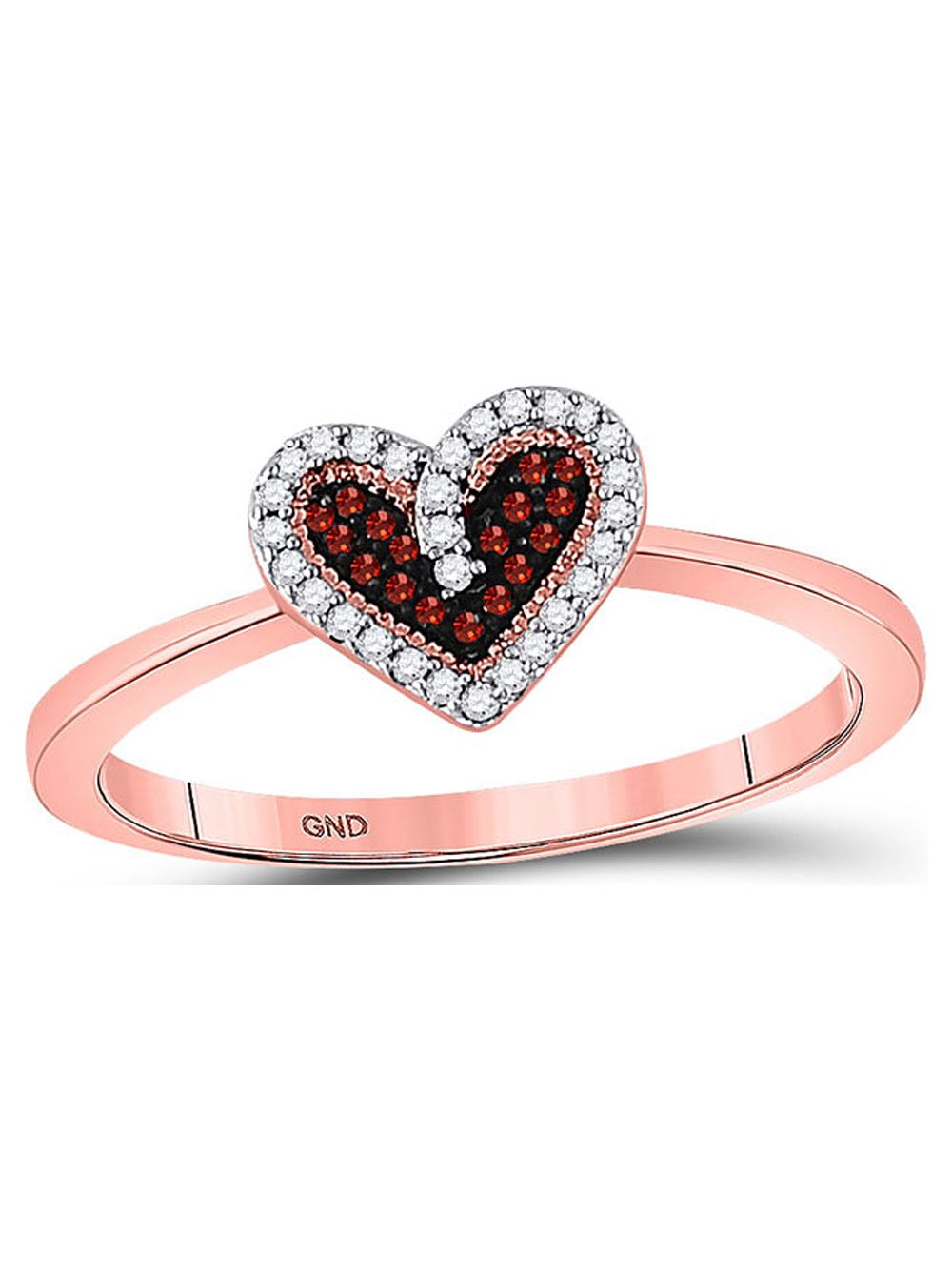 10kt Rose Gold Red Diamond Heart Ring M779