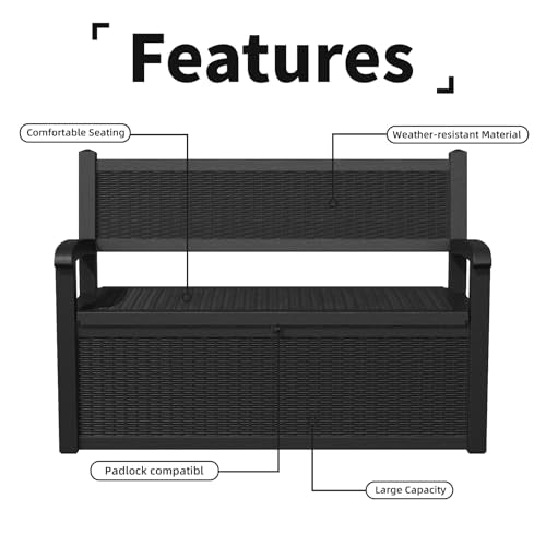 75 Gallon Black Storage Bench Deck Box C688