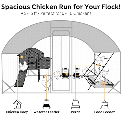 Large Metal Walk-in Chicken Coop with Anti-UV Cover Y27335