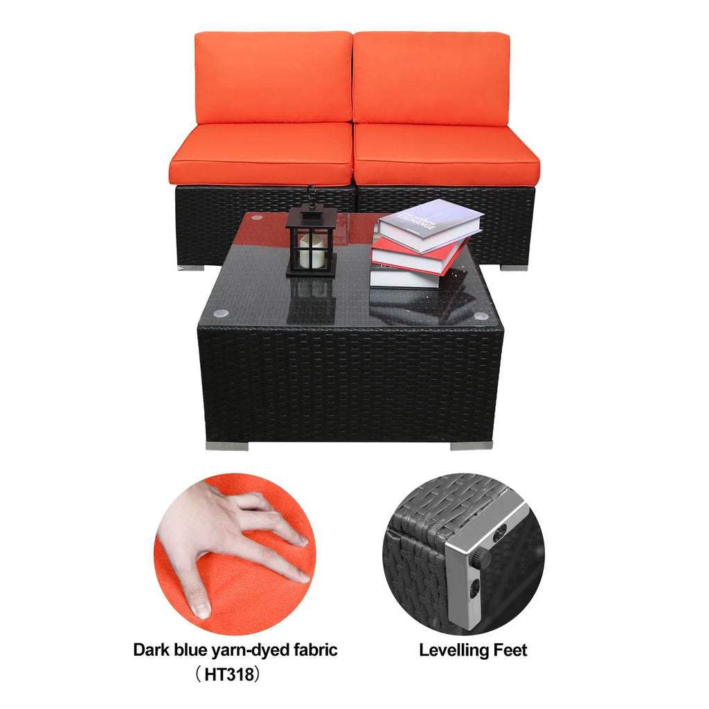 3 Pcs PE Rattan Wicker Patio Sofa Set Q208
