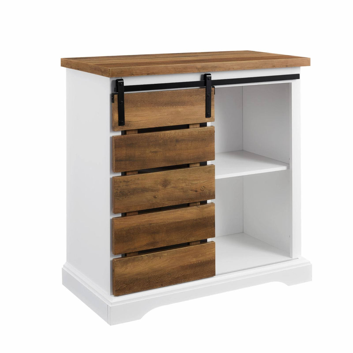 Modern Rustic Sliding Slat Door Accent Cabinet T80198