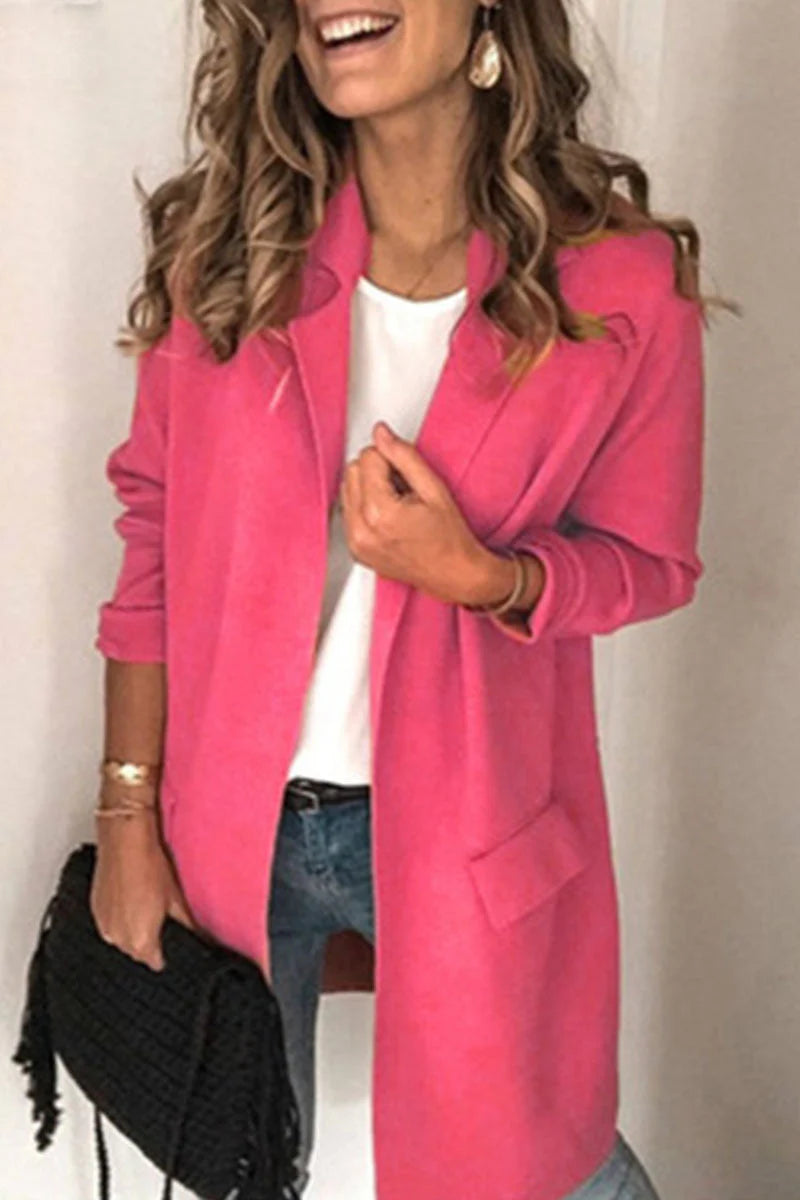 Casual Solid Turn-back Collar Outerwear D452