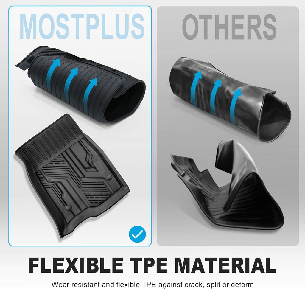 Rubber Seat TPE Floor Liners Mats for Chevrolet Silverado 1500 GMC Sierra Crew Cab Front Rear Rows F50041