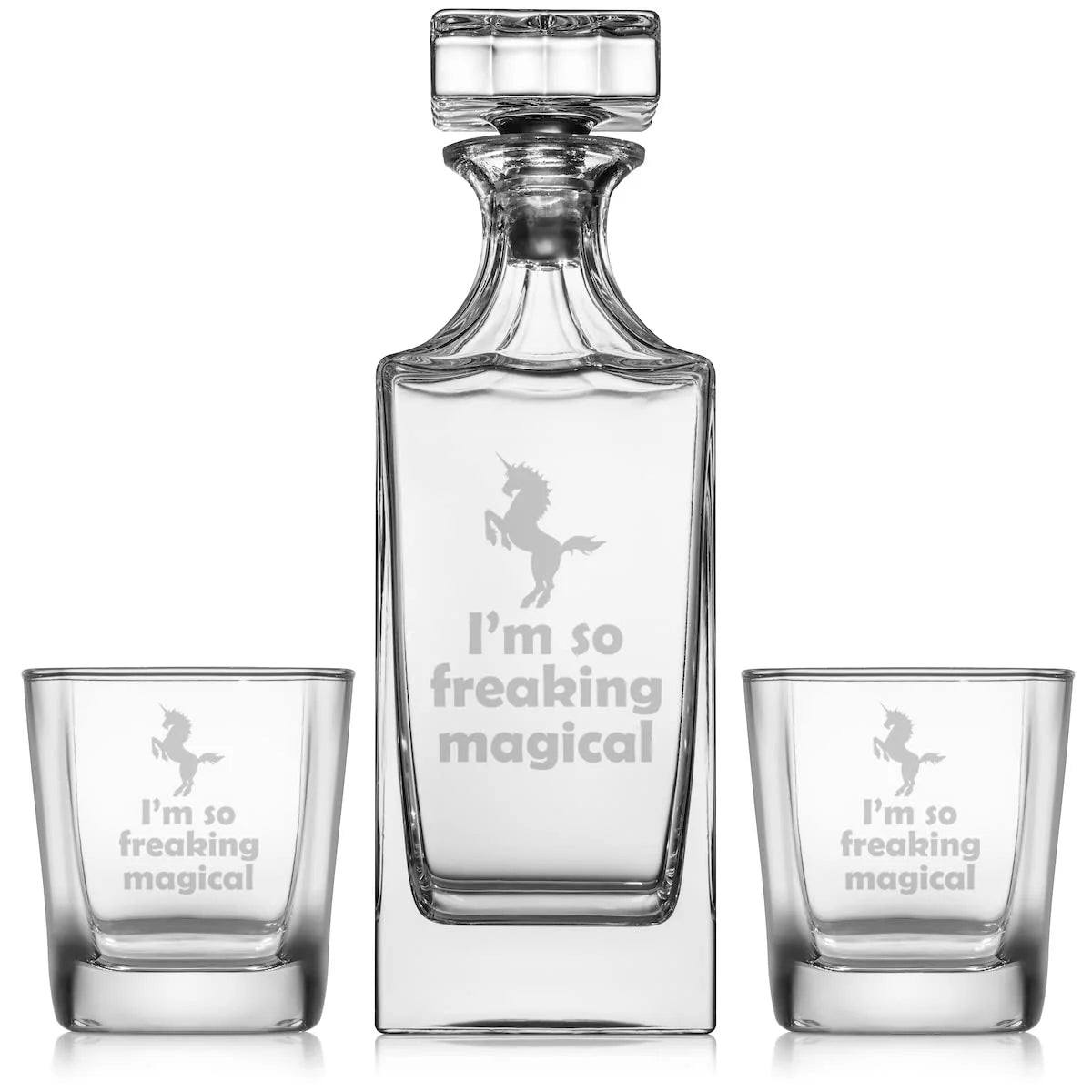 Whiskey Decanter Gift Set With 2 Old Fashioned Rocks Glasses U332734