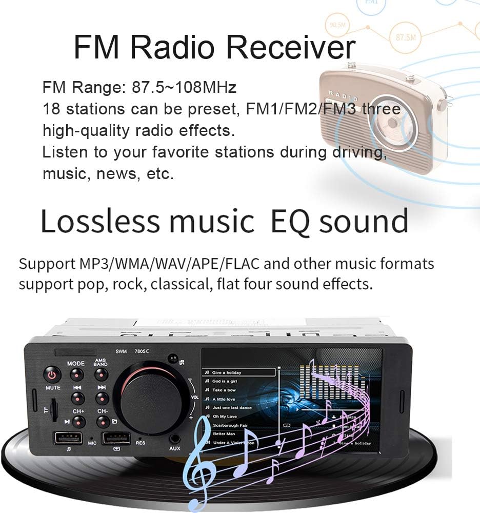 1 Din Car Radio 4.1 Inch Touch Screen Bluetooth Dual USB AUX SD D583