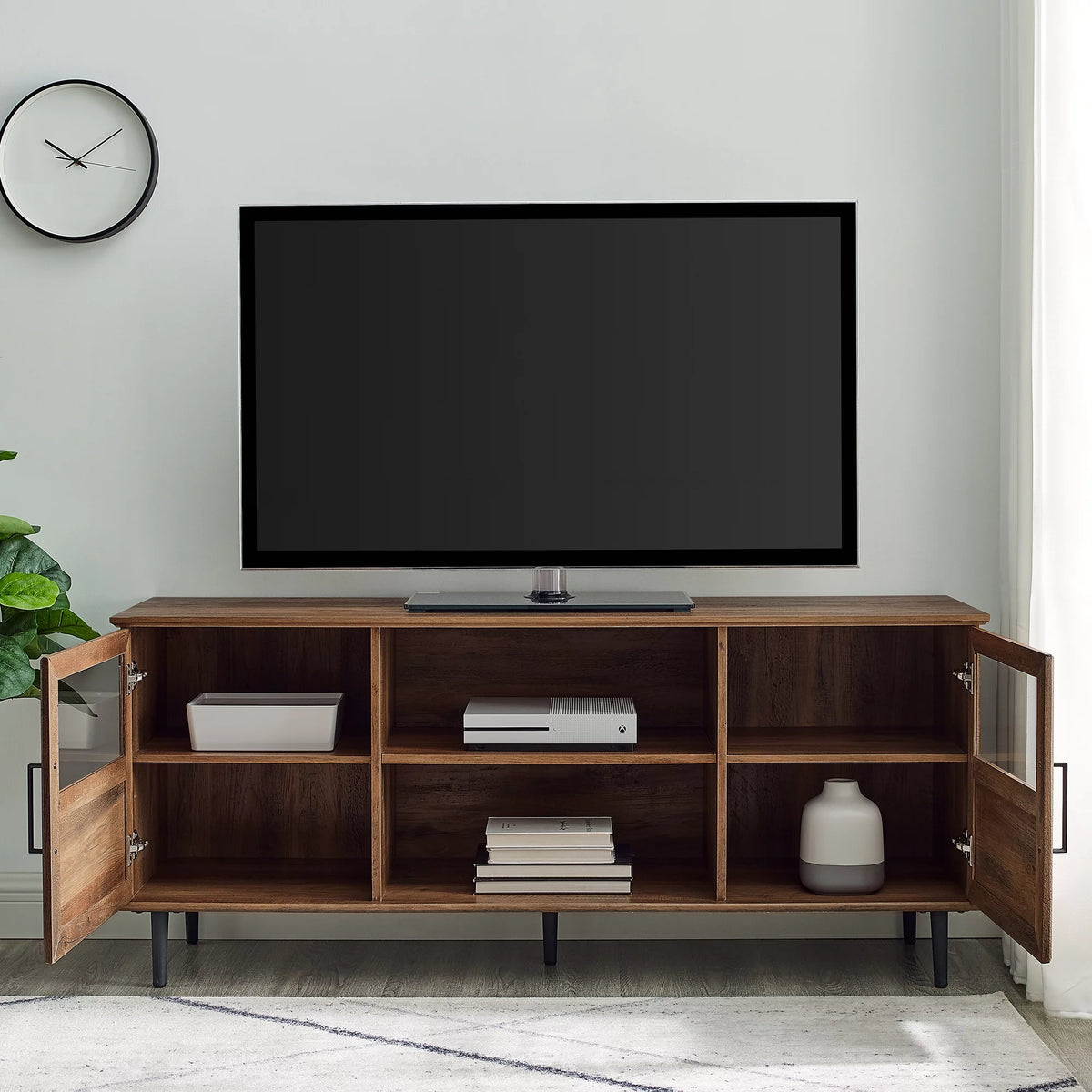 Transitional TV Stand for TVs up to 64" Reclaimed Barnwood F8987
