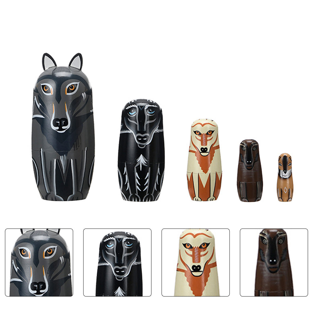 5Pcs Russian Matryoshka Doll Toy Nesting Doll Handmade Craft I287
