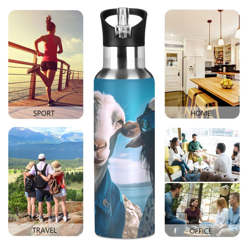 20 oz Insulated Stainless Steel Water Bottle with Straw Lid F47032