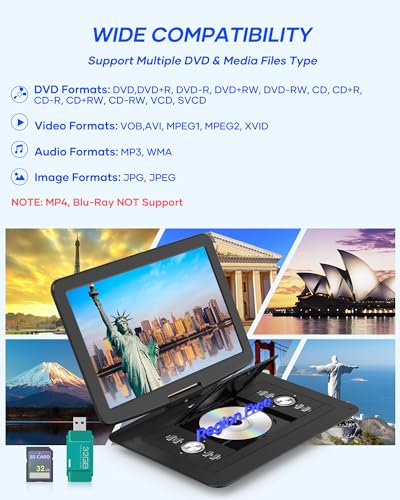 17.9" Portable DVD/CD Player with 15.4" Swivel Screen P974
