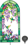 Solar Lighted Stained Glass Hummingbird Yard Stake X17032