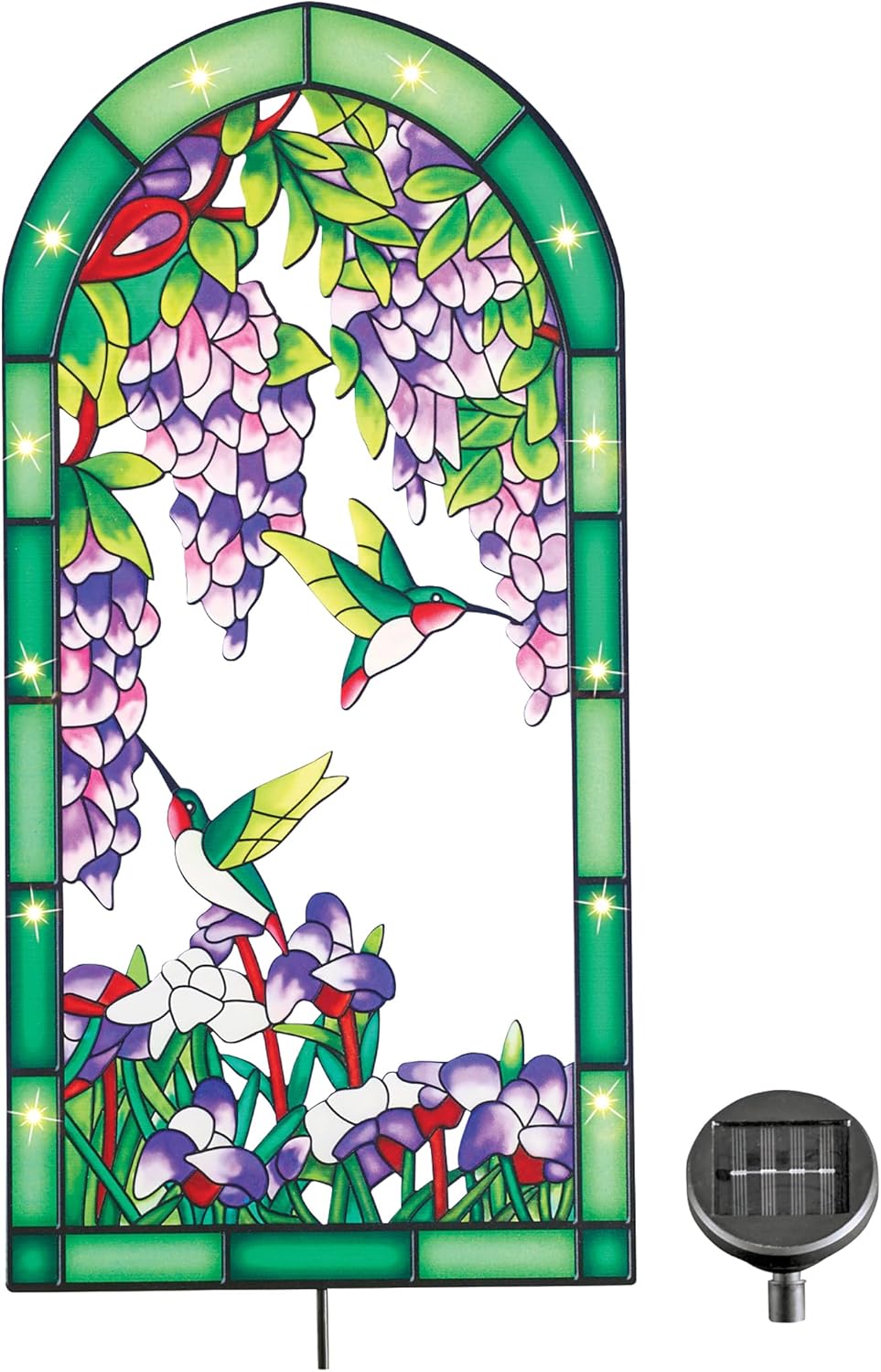 Solar Lighted Stained Glass Hummingbird Yard Stake X17032