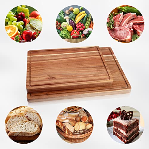 24x18 Inch Acacia Wood Cutting Board with Handle and Juice Groove Q601385