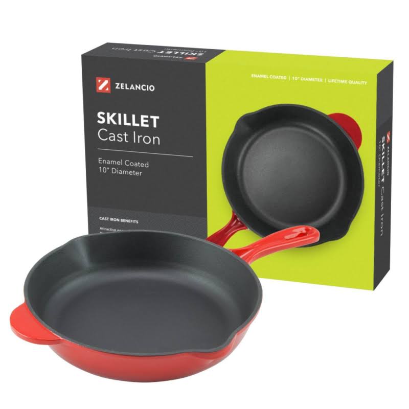 Enamel Cast Iron Skillet 10 inch Fry Pan B43198