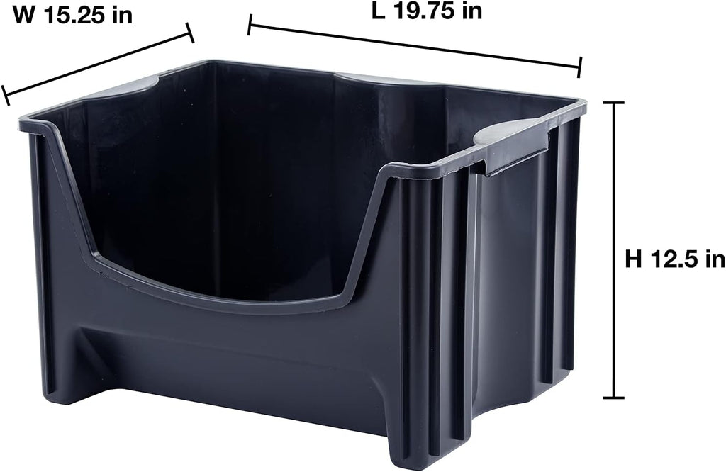 Black Pack of 3 Stackable Storage Bins J3235