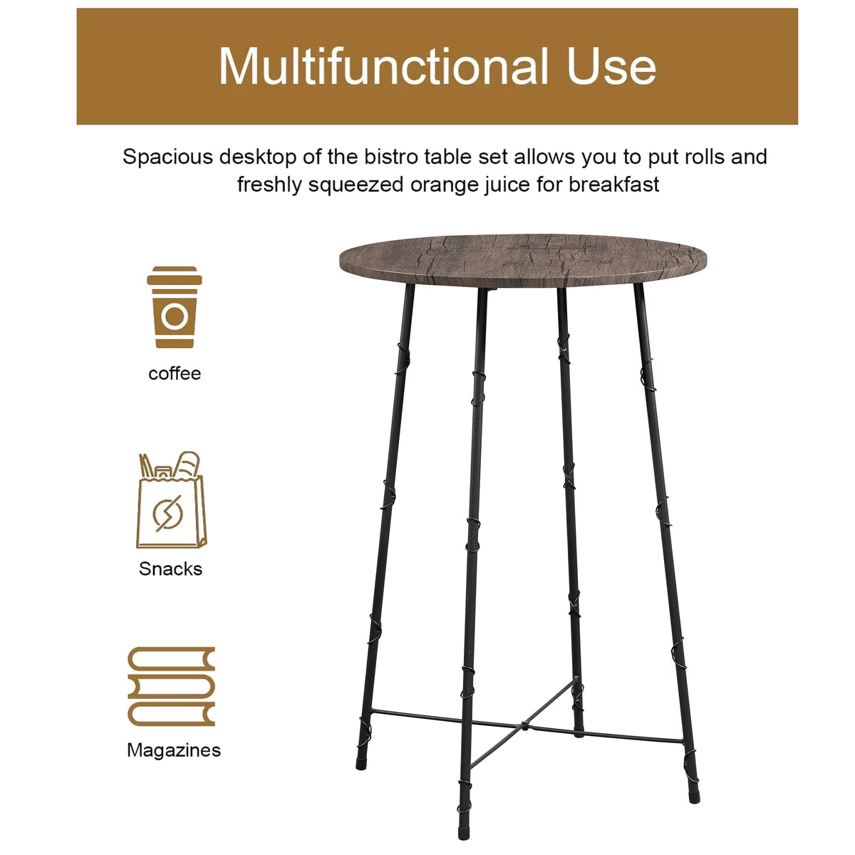 3-Piece Bar Table Set with 2 Stools V41684