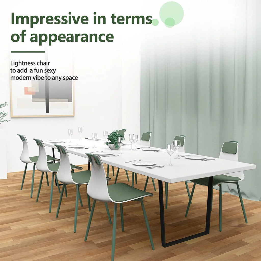 Green Upholstered Dining Chair Set of 2 with Iron Legs B512188