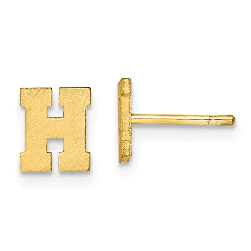 10K Yellow Gold Initial H Post Earrings Y4172