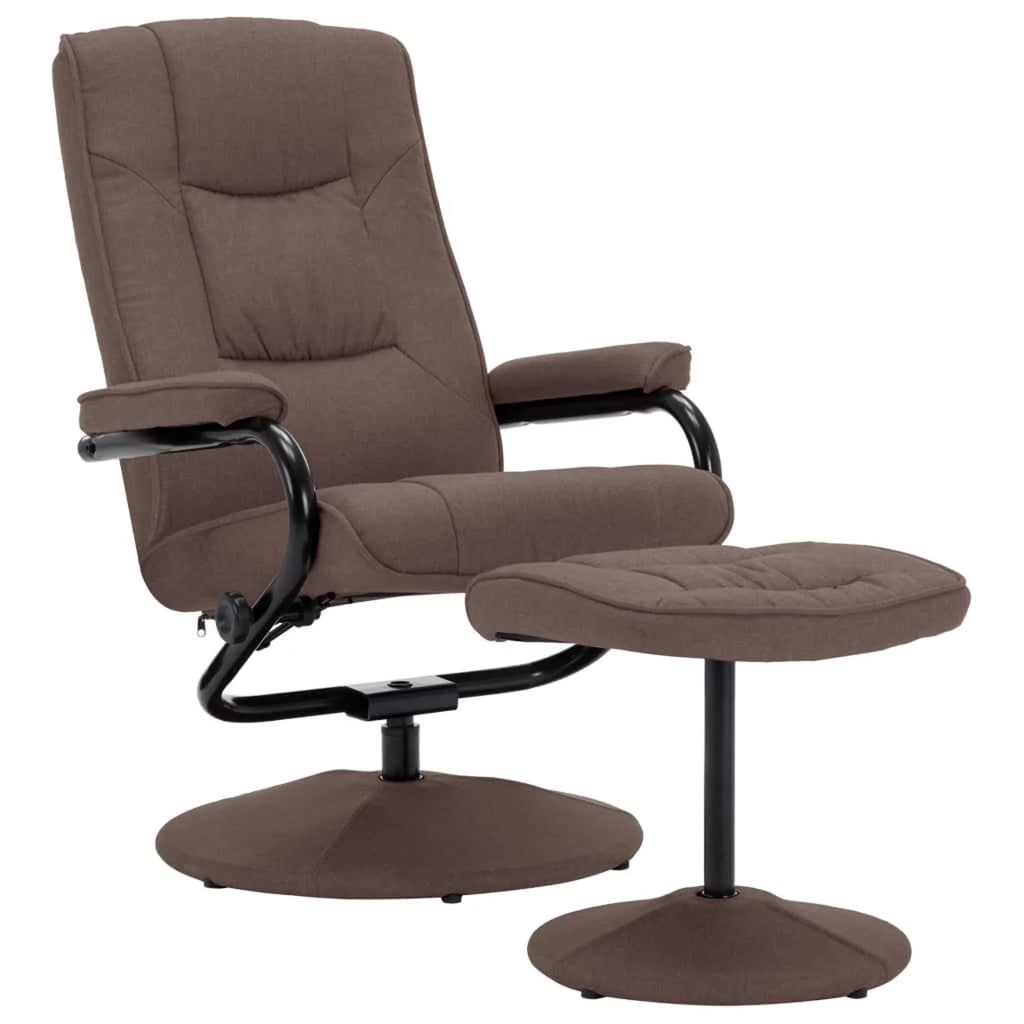 Brown Fabric Swivel Recliner with Ottoman F382072