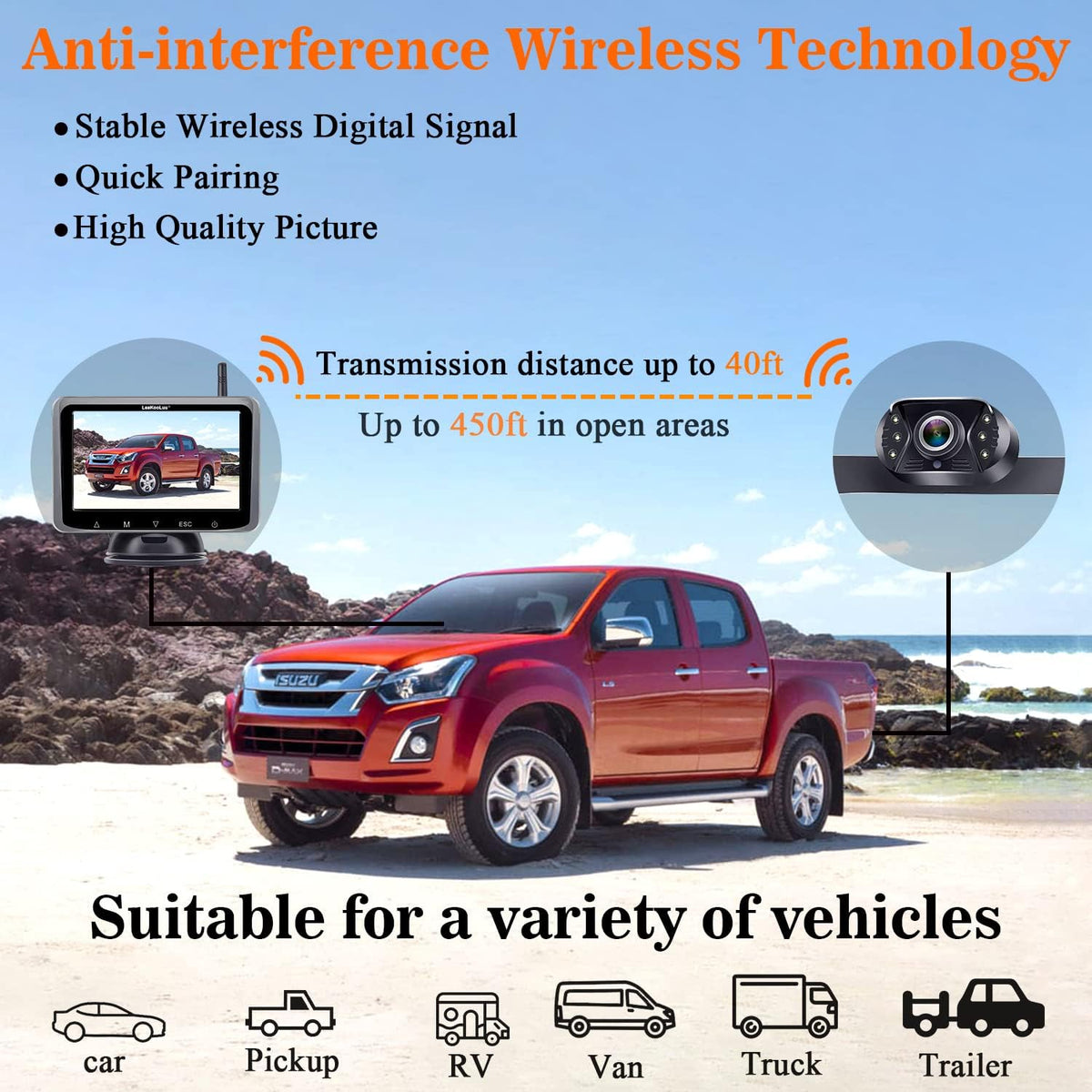 Wireless Backup Camera with 5 Inch Touch Screen J814794