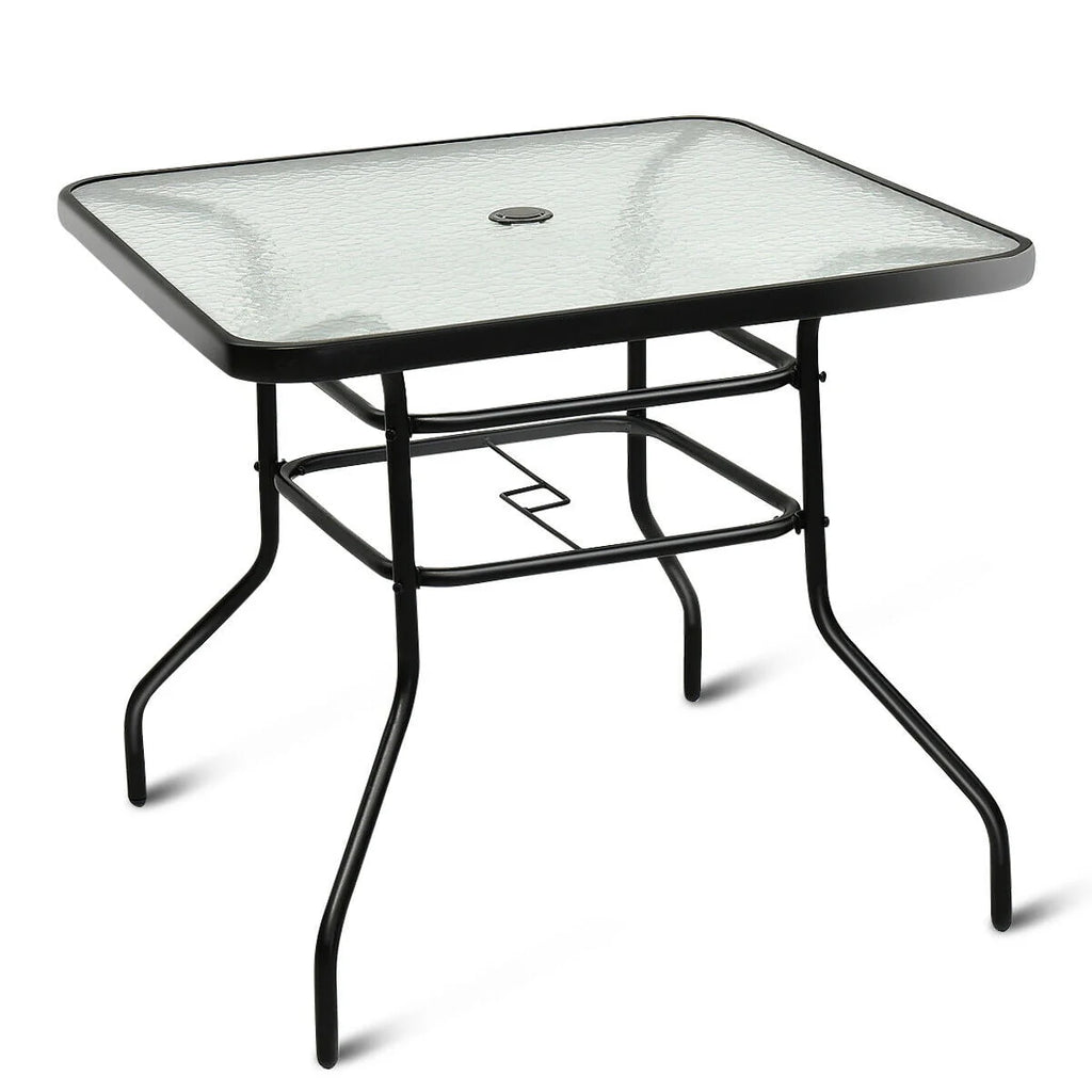 32'' Patio Square Table Tempered Glass Steel Frame N45398