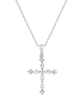 10K White Gold Marquise and Round Diamond Cross Pendant Necklace O5565