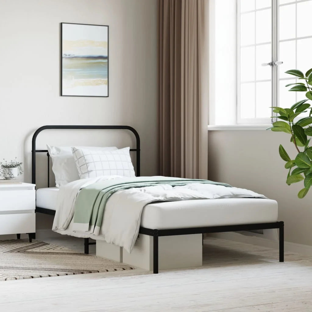 Black Metal Bed Frame with Headboard N7290