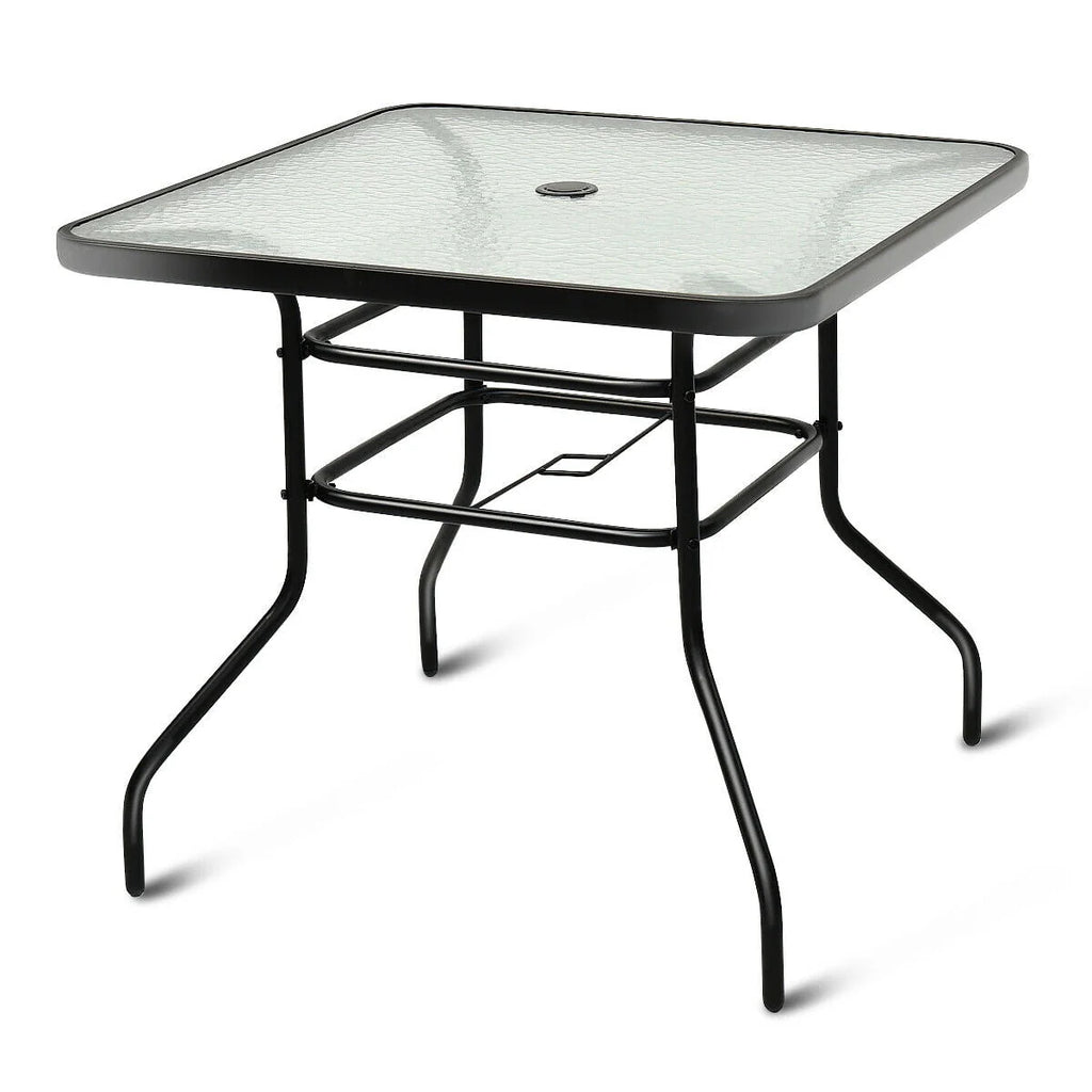 32'' Patio Square Table Tempered Glass Steel Frame N45398