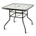 32'' Patio Square Table Tempered Glass Steel Frame N45398