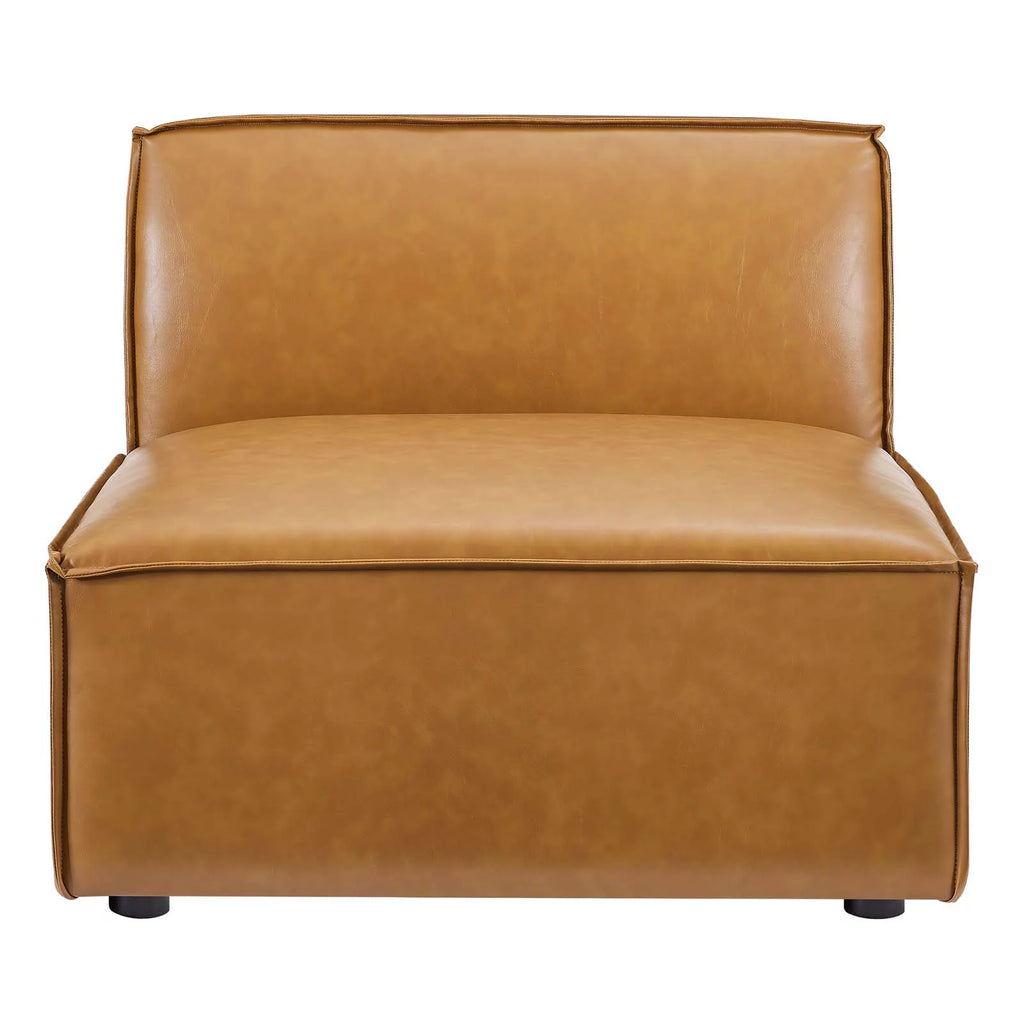 5-Piece Vegan Leather Sectional Sofa in Tan J411878