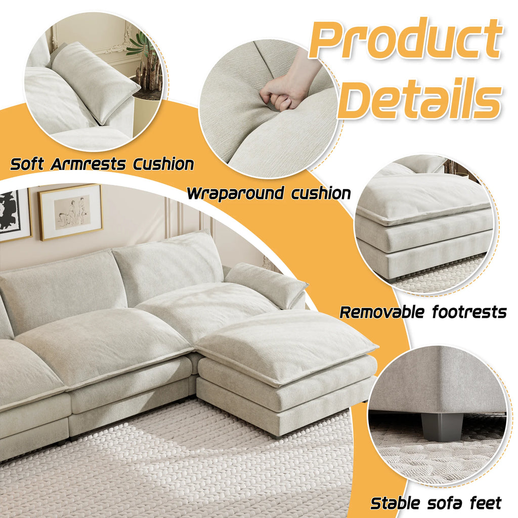 Gray L-shaped Sectional Sofa with Reversible Chair B75395