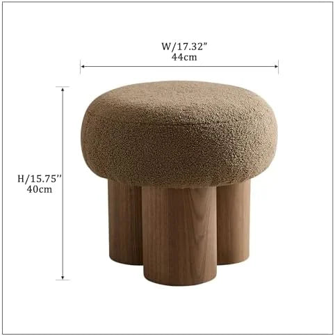Small Round Teddy Fabric Ottoman with Non-Skid Legs O94869