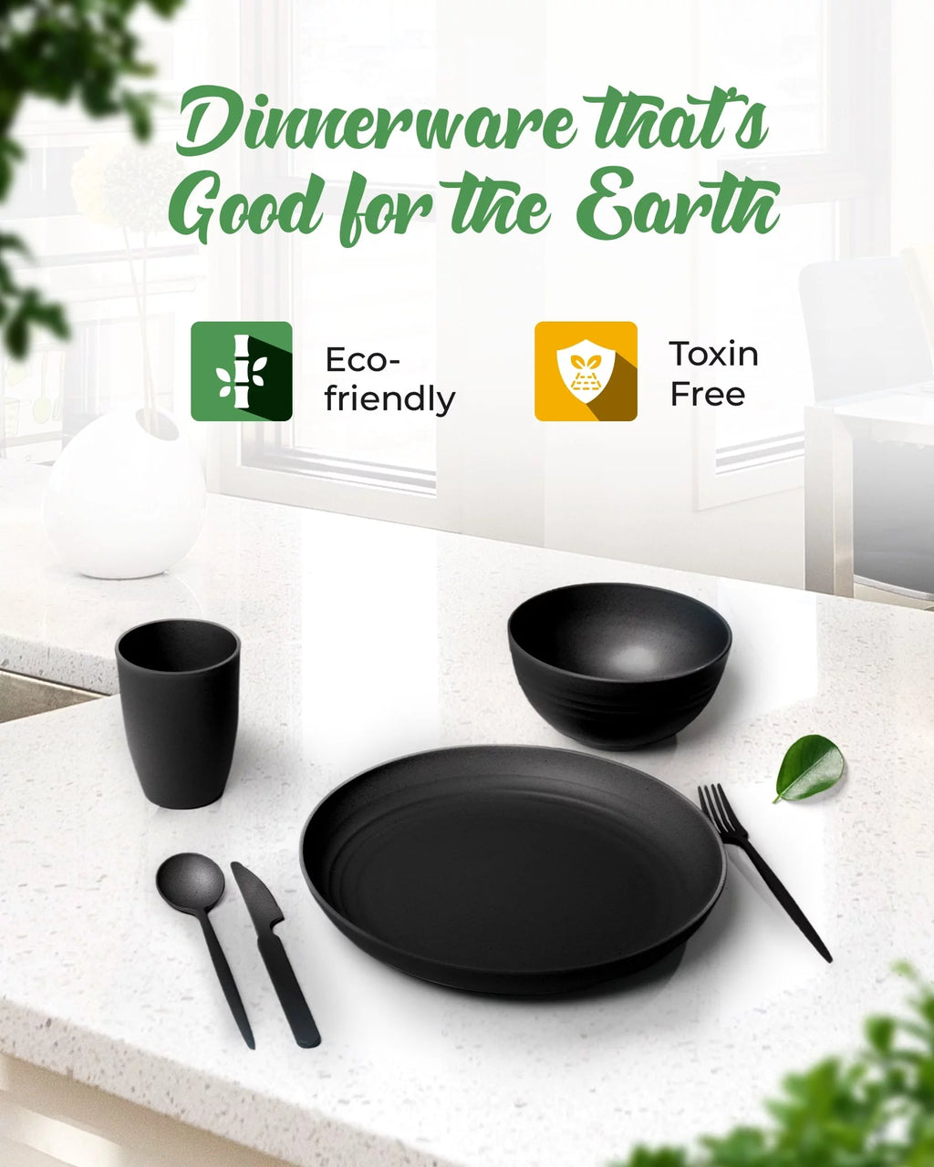Wheat Straw Dinnerware Set for 4 with Cutlery K498893