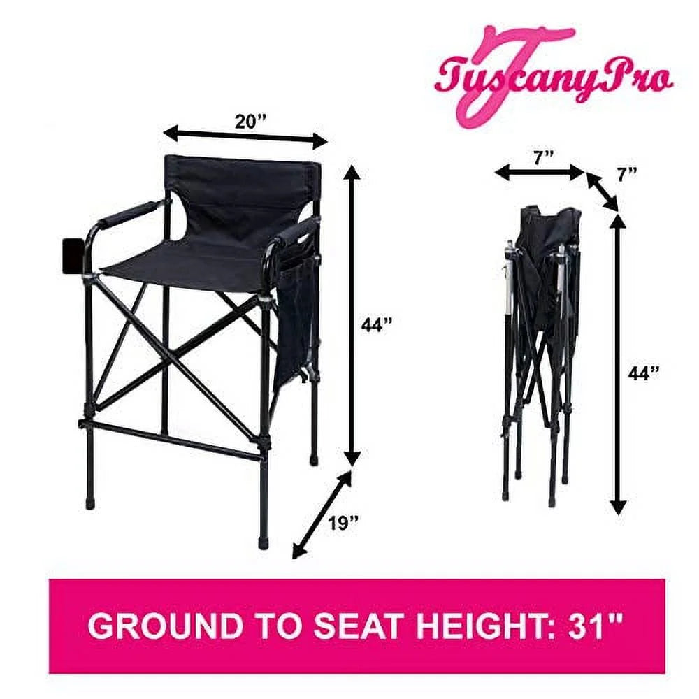 Jet Black Anodized Aluminum Telescopic Folding Director Chair U496