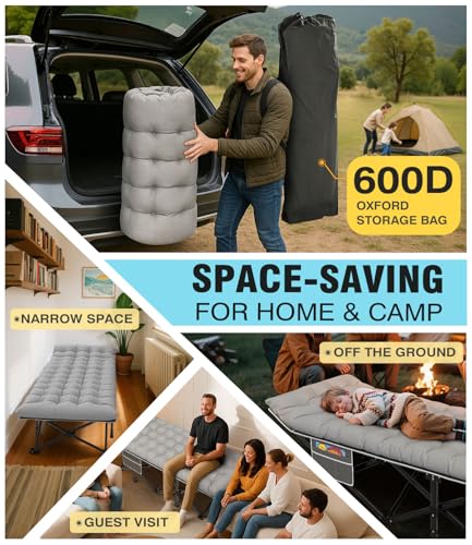 Black Folding Camping Cot with Carry Bag B9712