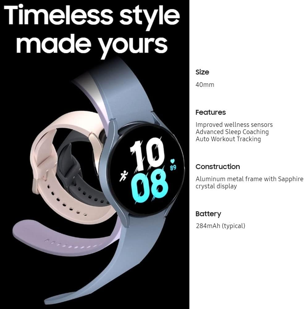 Galaxy Watch 5 (40mm, WIFI + 4G LTE) 1.2" Super AMOLED Smartwatch GPS Bluetooth Unlocked Graphite W628