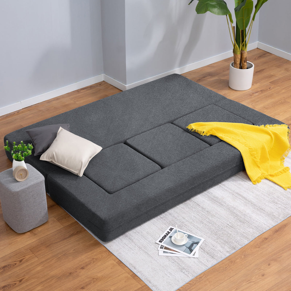 Dark Grey Convertible Sofa Bed X3822